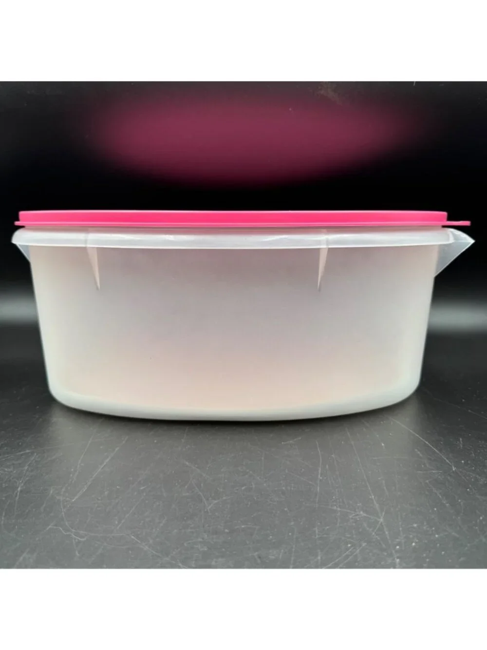 Vintage Tupperware Oval Modular Mate Storage Container With Bright Pink Lid